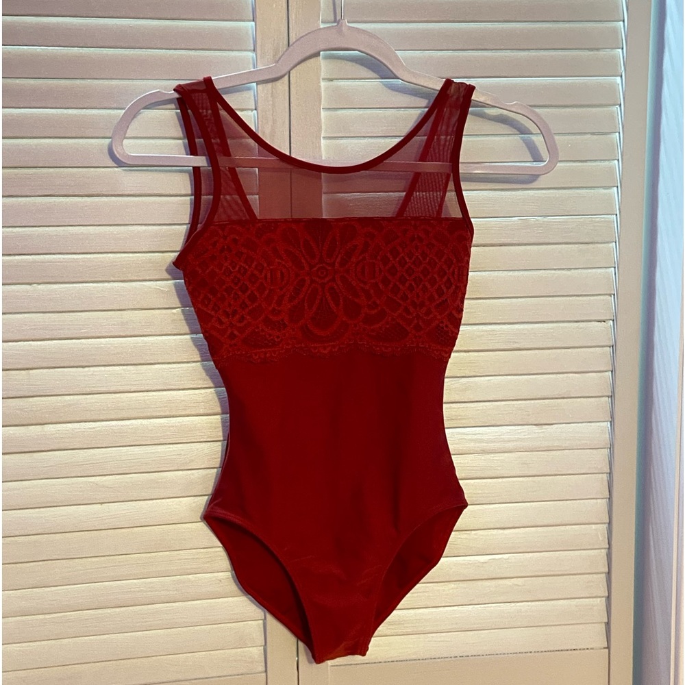 So Danca Sara A. Mearns Collection Red Lace Leotard